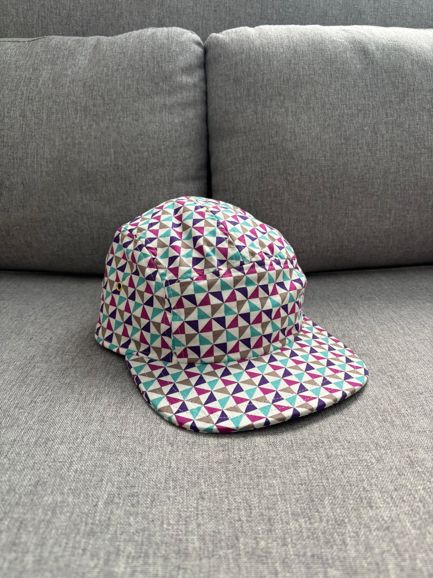 Jewel tone pinwheel print 5-panel hat