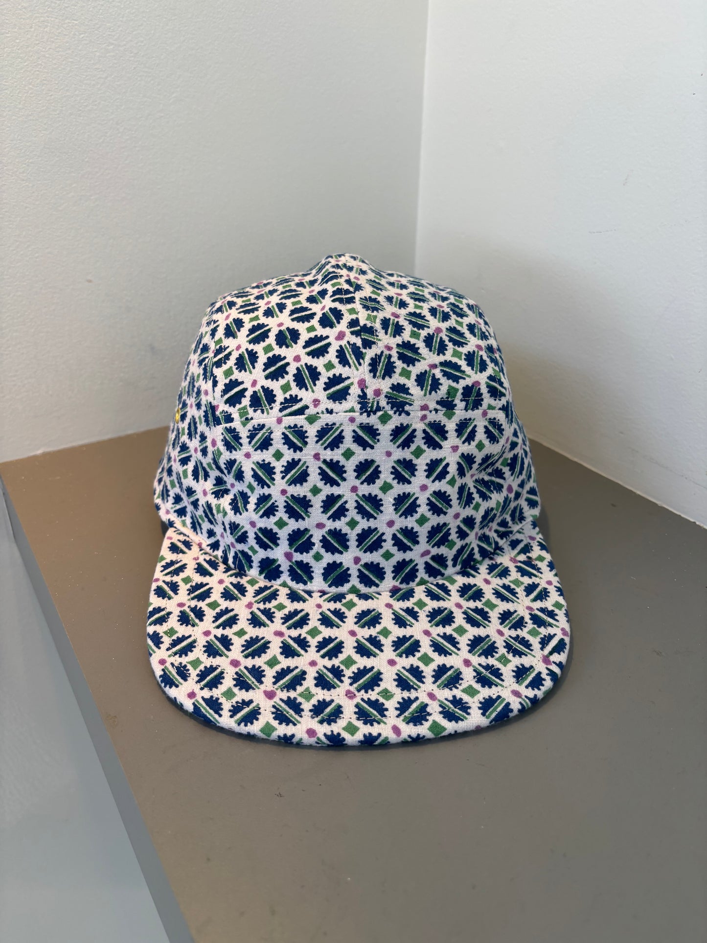 Vintage gear block print 5-panel hat