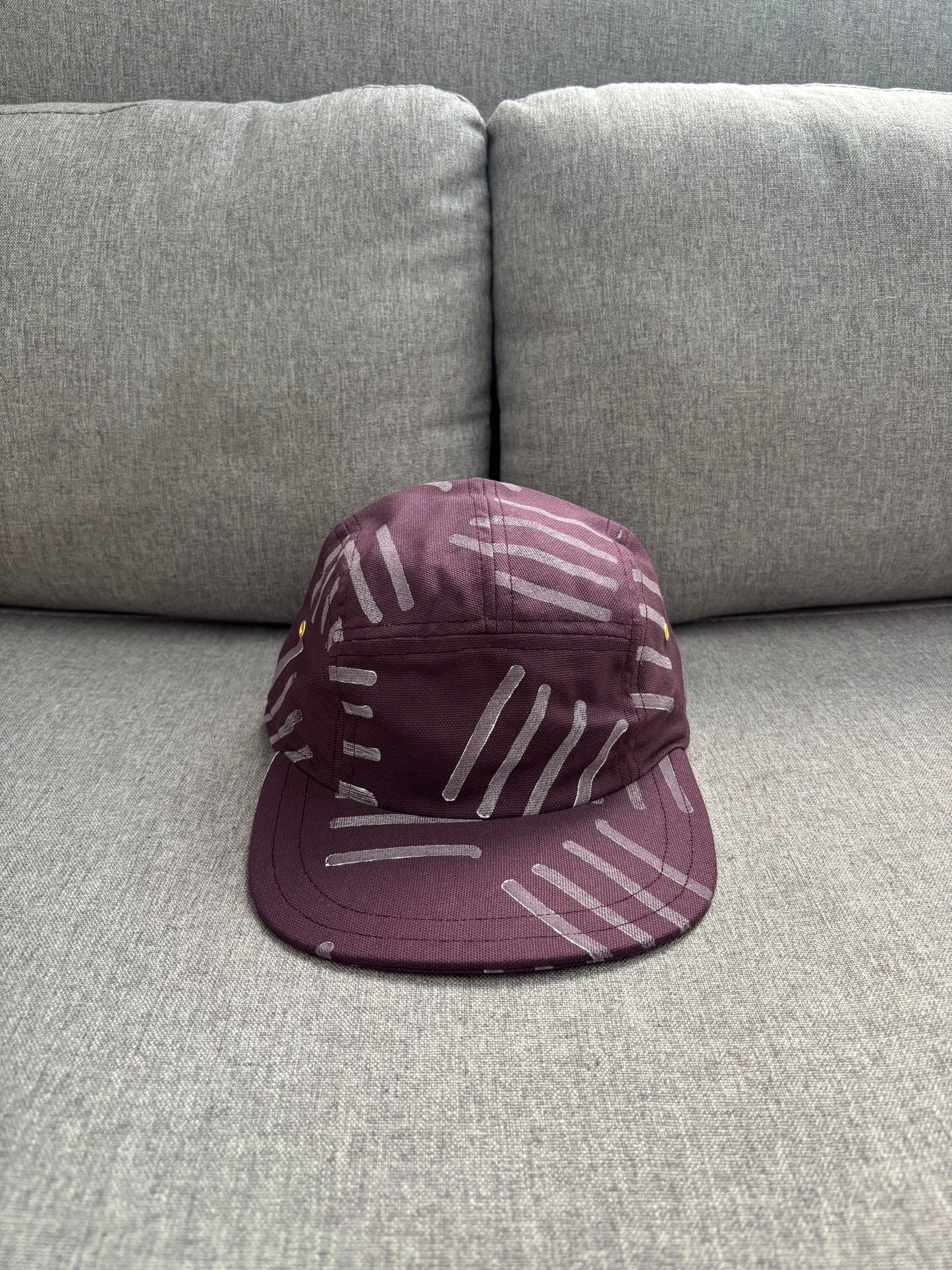 Linear block print 5-panel hat