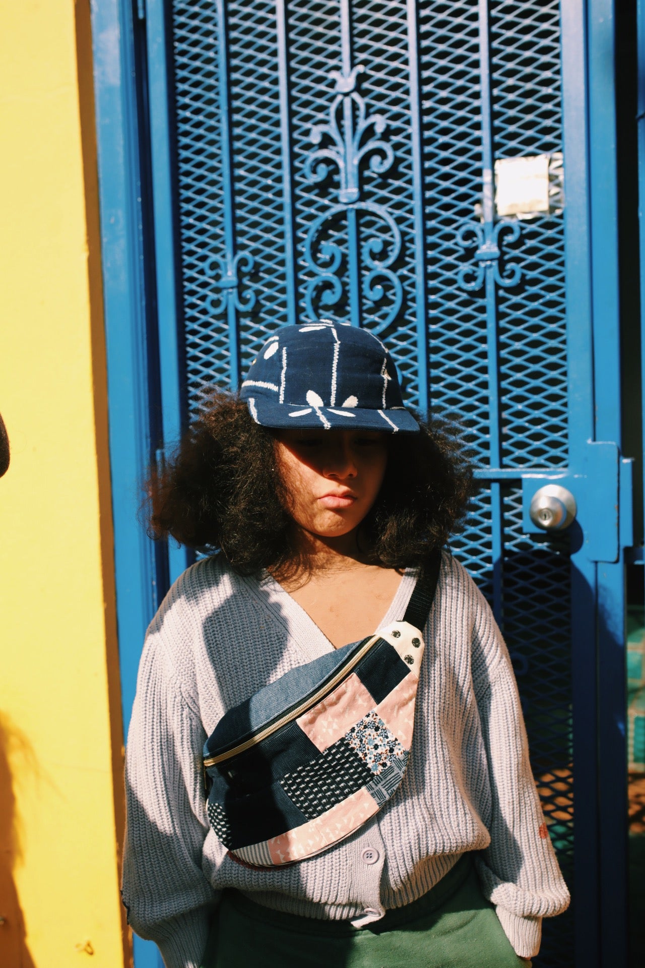 Vintage indigo kimono 5-panel hat