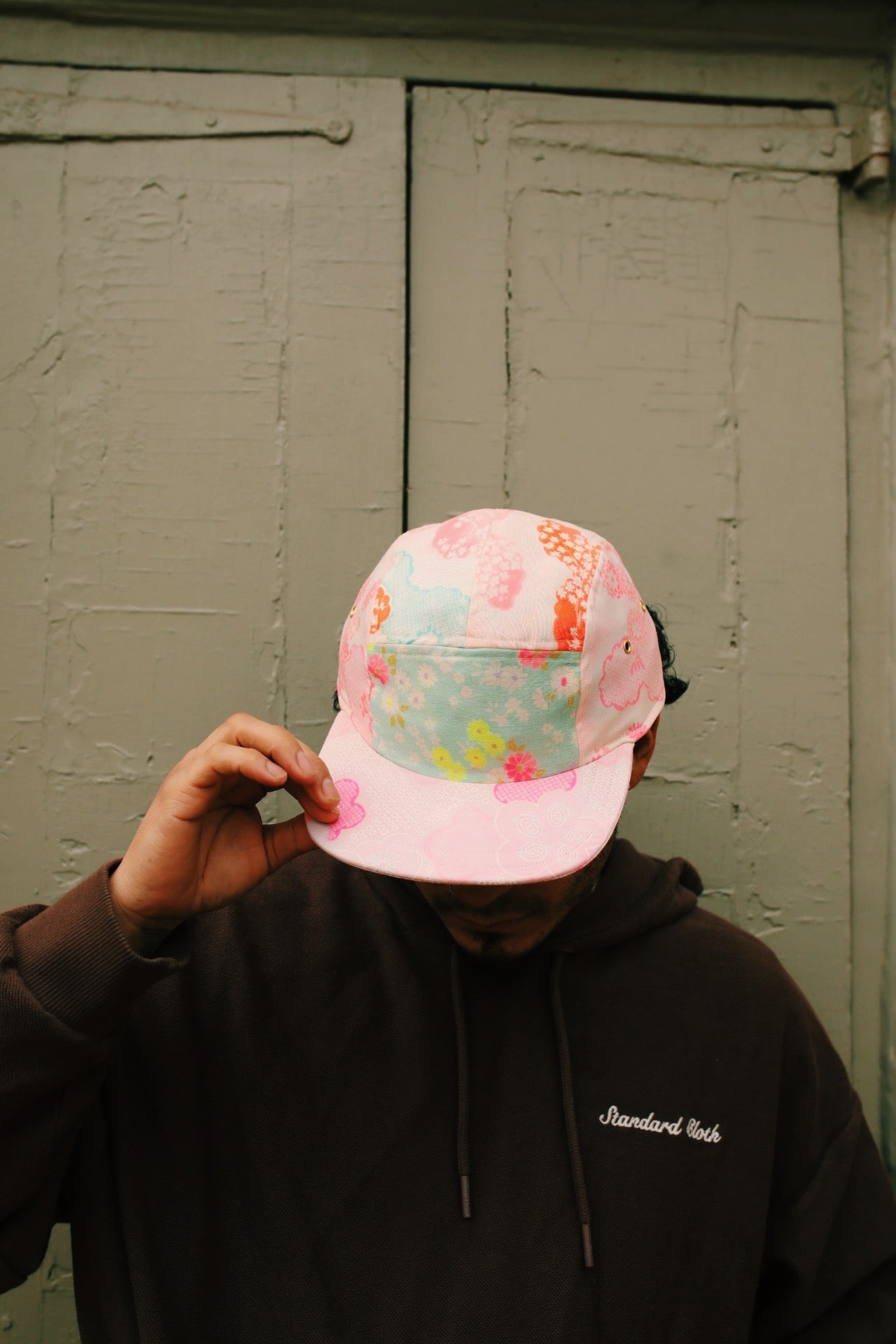Vintage floral mix print 5-panel hat