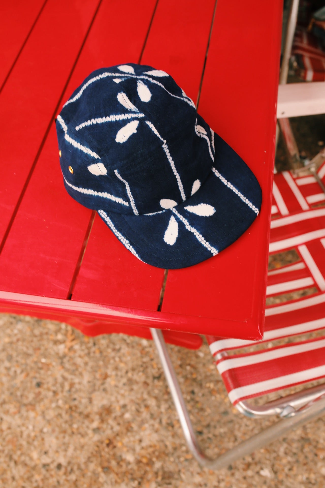 Vintage indigo kimono 5-panel hat