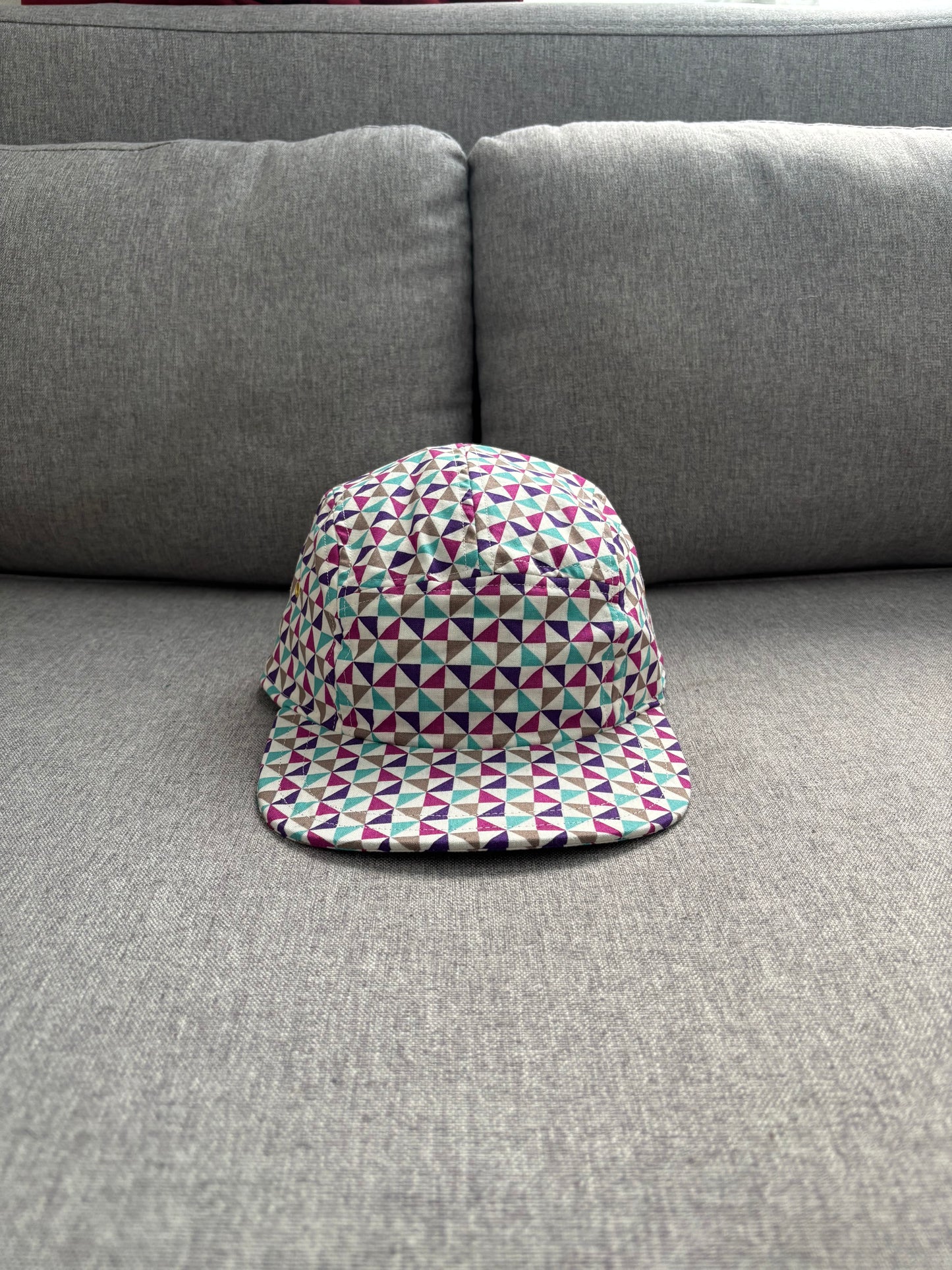 Jewel tone pinwheel print 5-panel hat