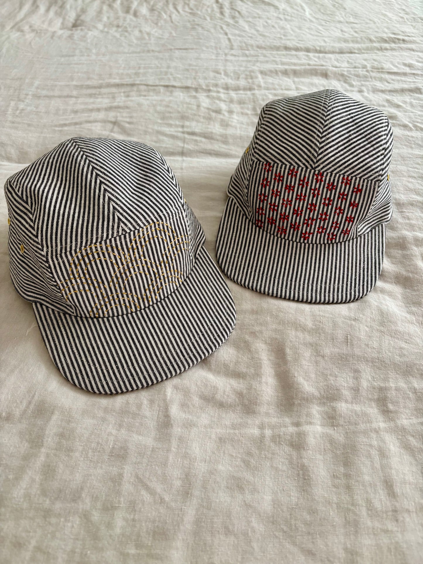 Railroad stripe sashiko 5-panel hat