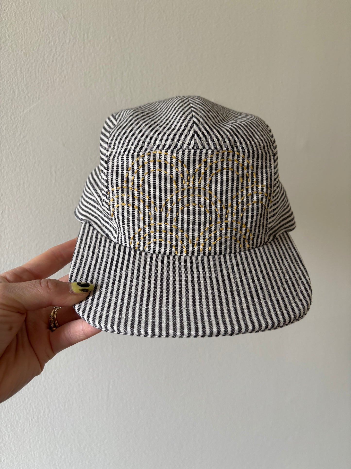 Railroad stripe sashiko 5-panel hat