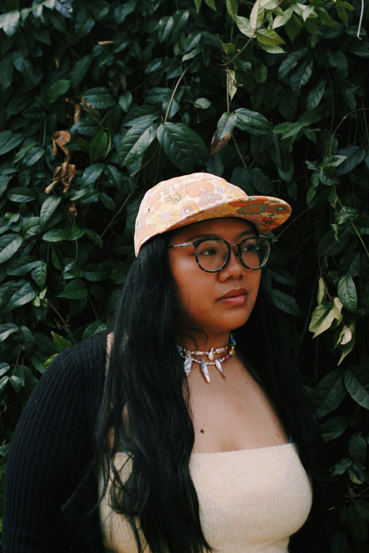 Sunshine floral print 5-panel hat