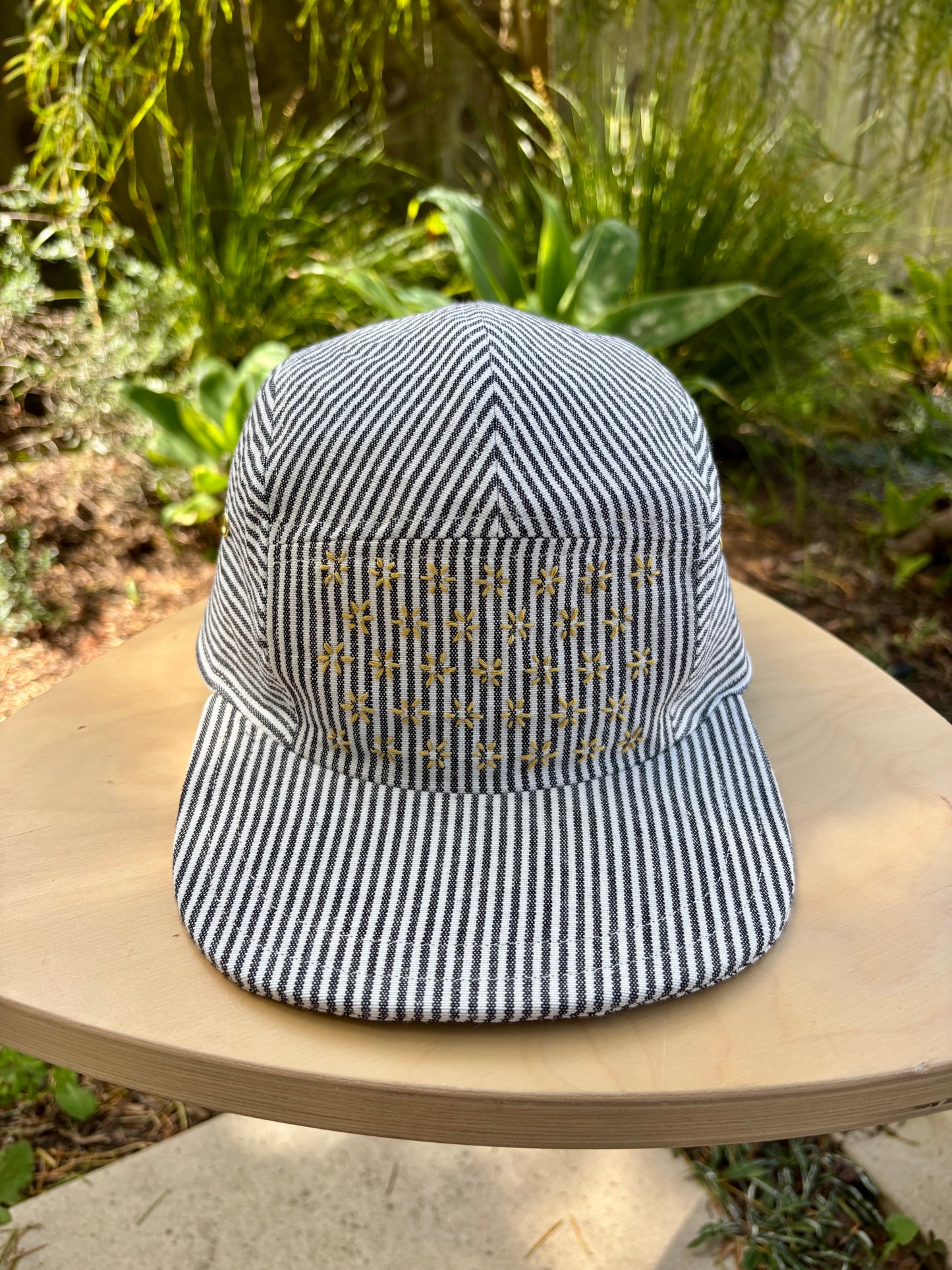 Railroad stripe sashiko 5-panel hat
