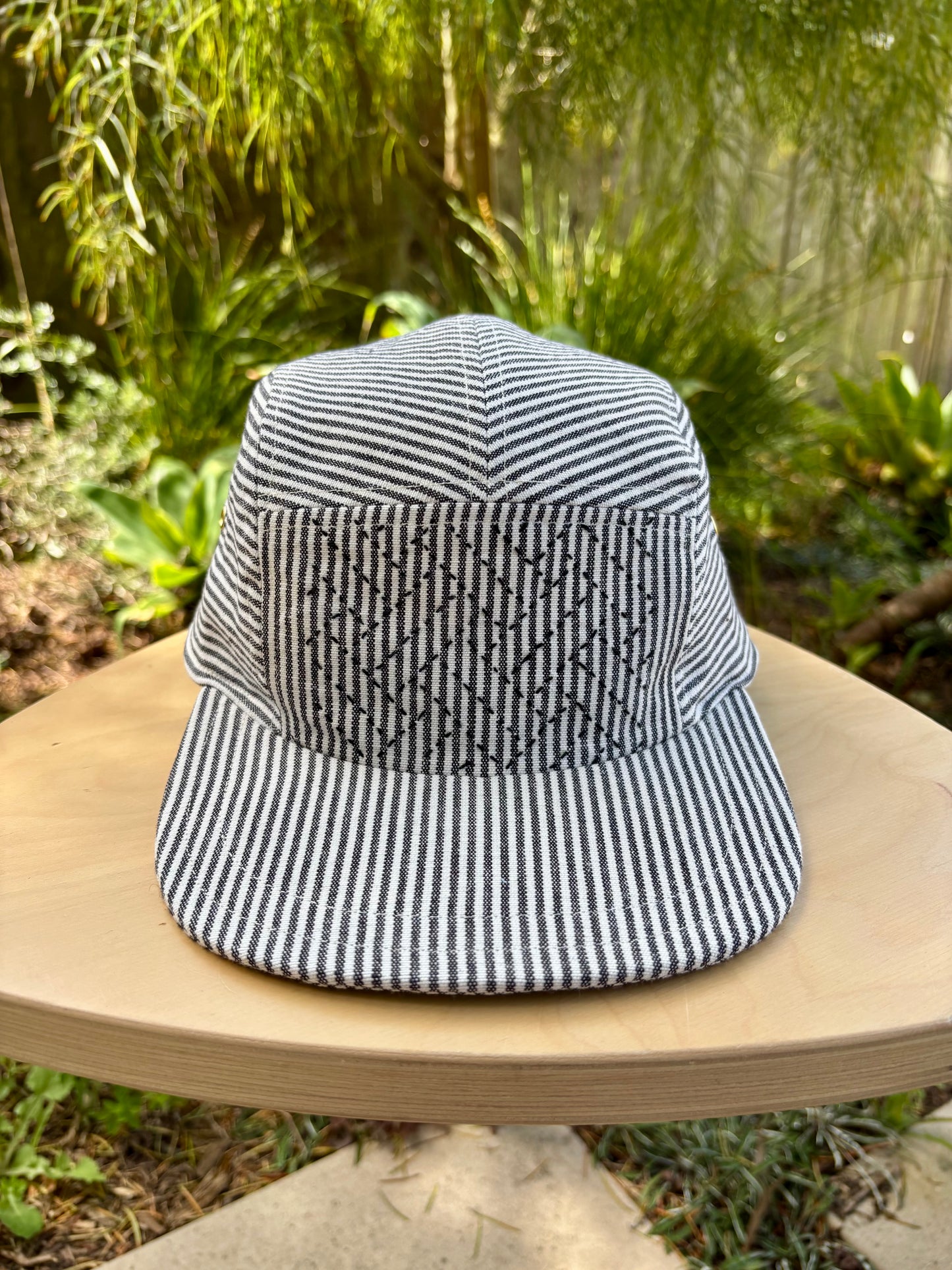 Railroad stripe sashiko 5-panel hat