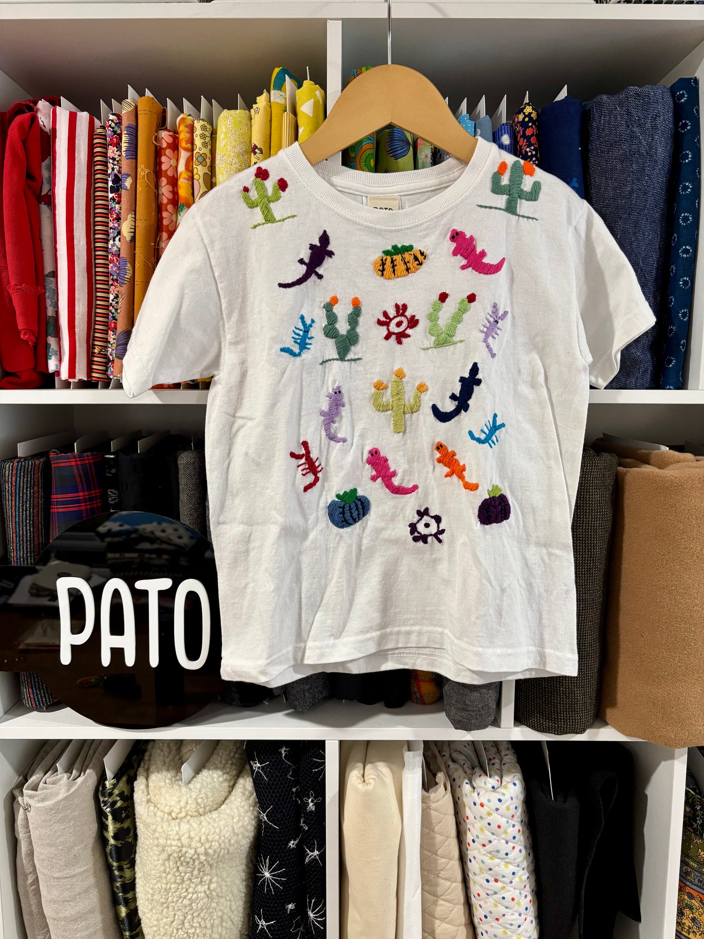 Hand embroidered animal kids t-shirt