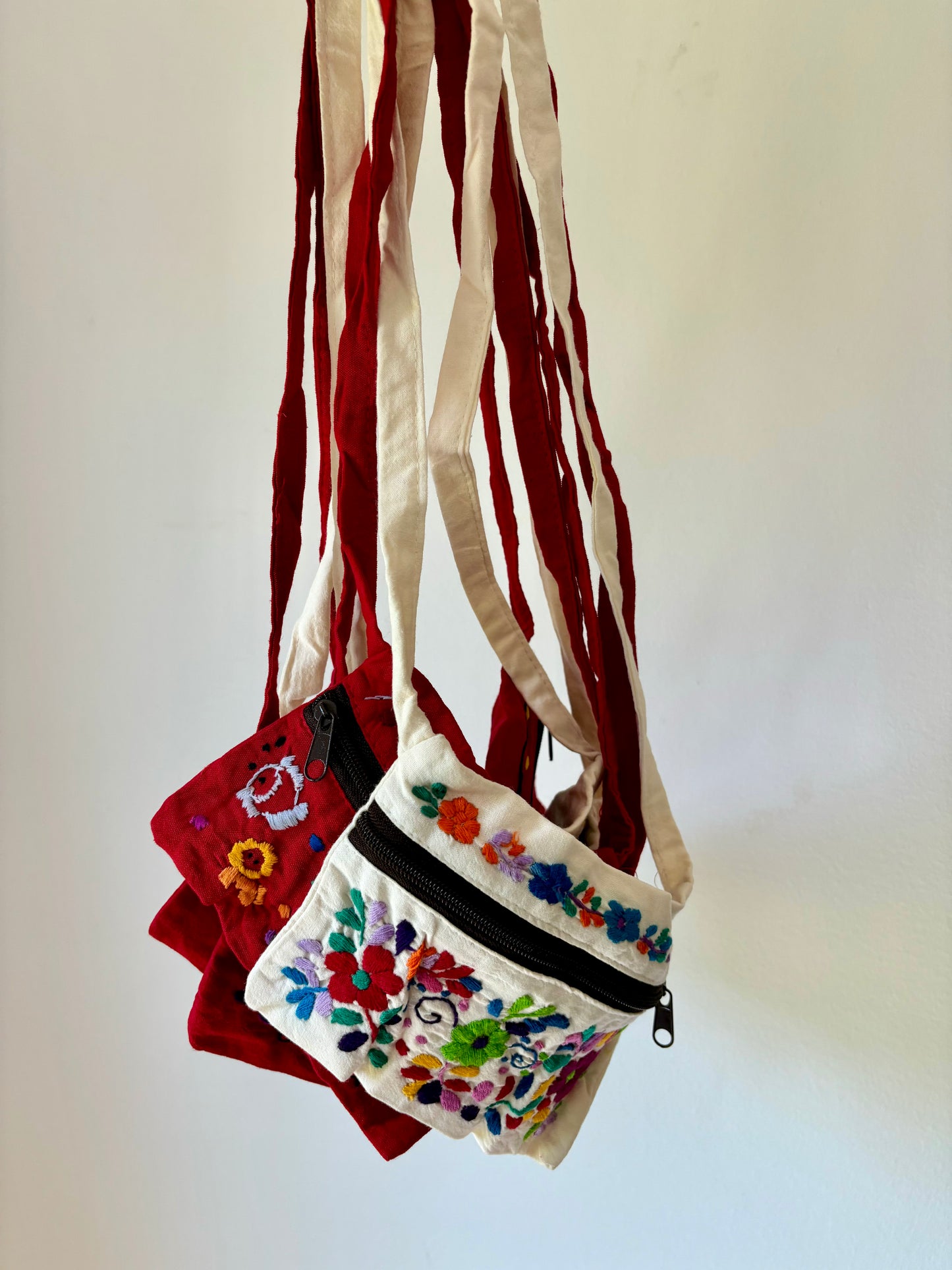 Hand embroidered zip purse