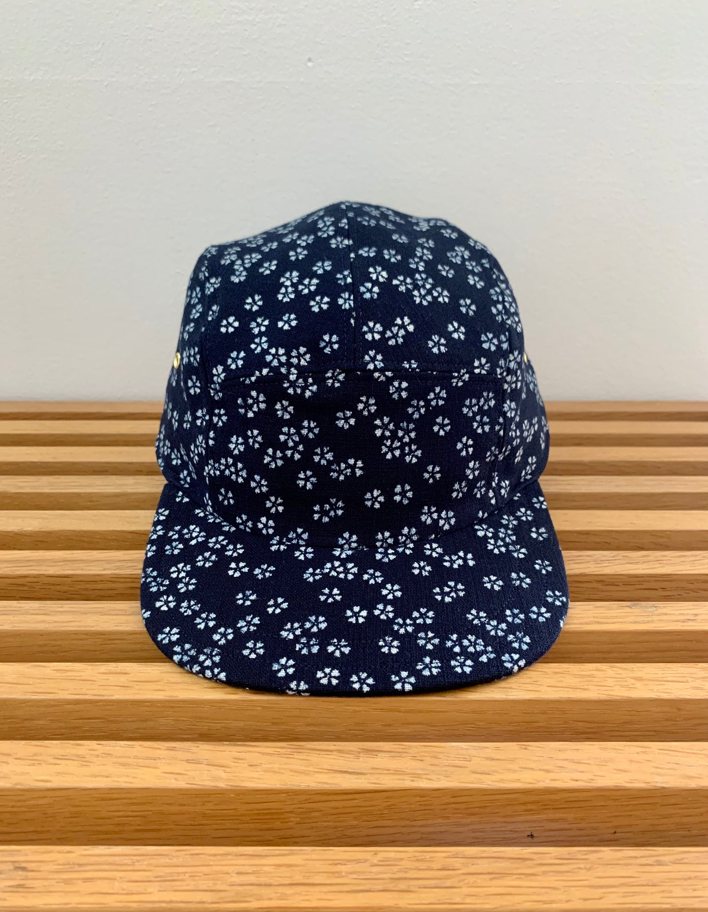 Indigo cherry blossom 5-panel hat
