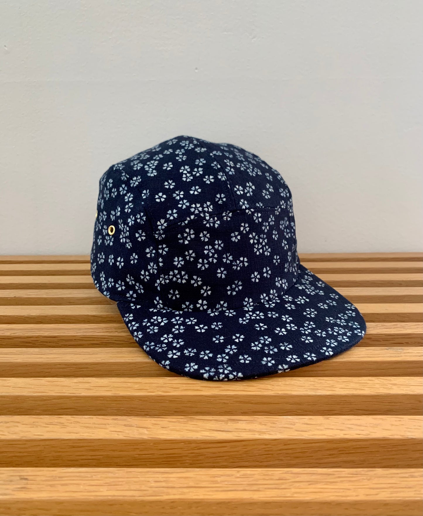 Indigo cherry blossom 5-panel hat