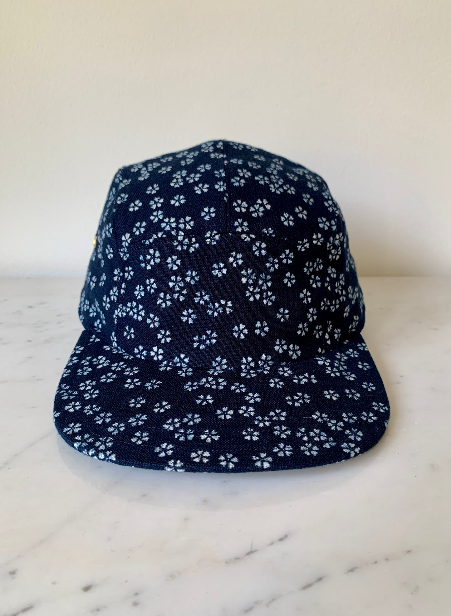 Indigo cherry blossom 5-panel hat