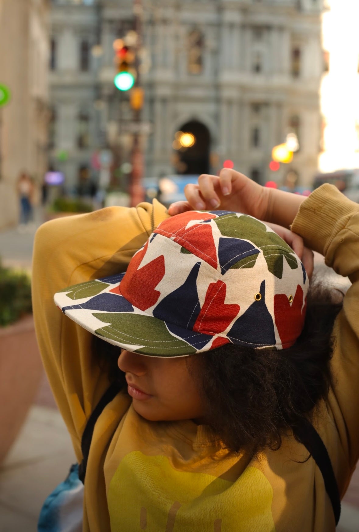 Winter floral print 5-panel hat