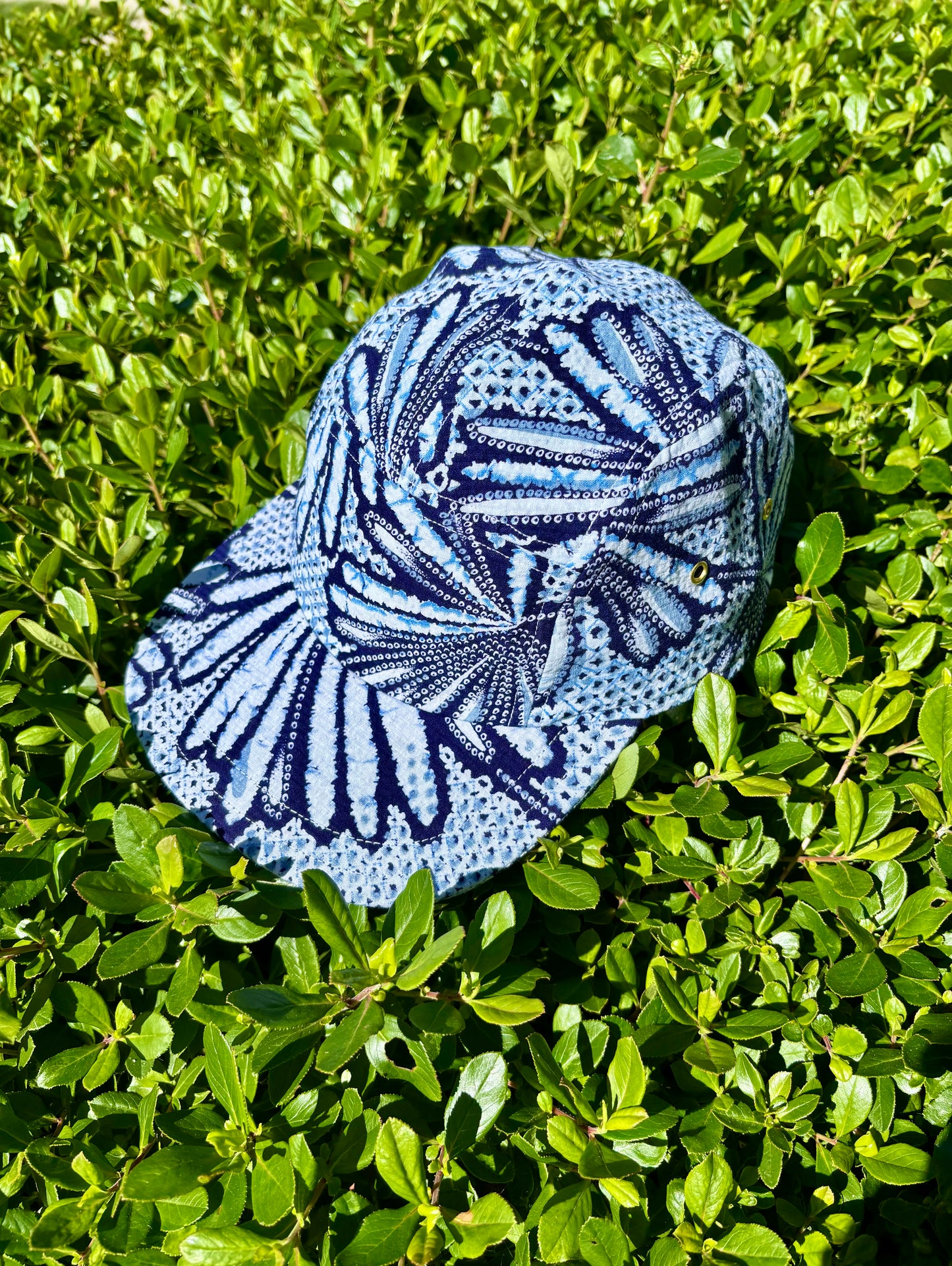 Vintage indigo floral kimono print 5-panel hat