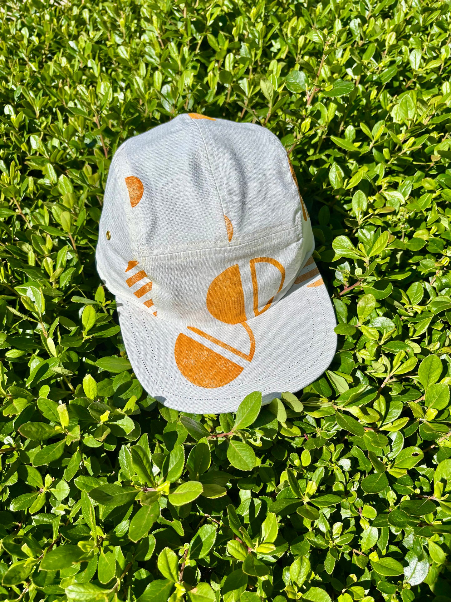 Mustard sphere block print 5-panel hat