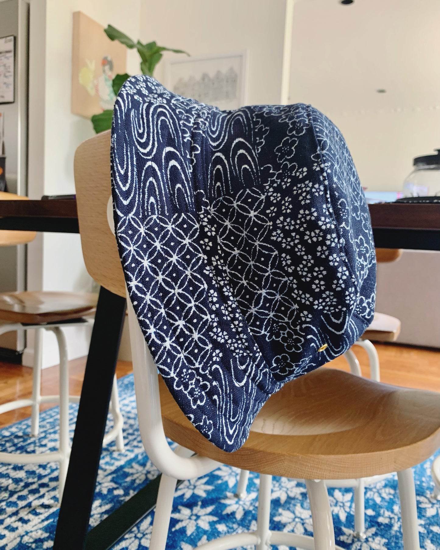 Indigo patchwork bucket hat