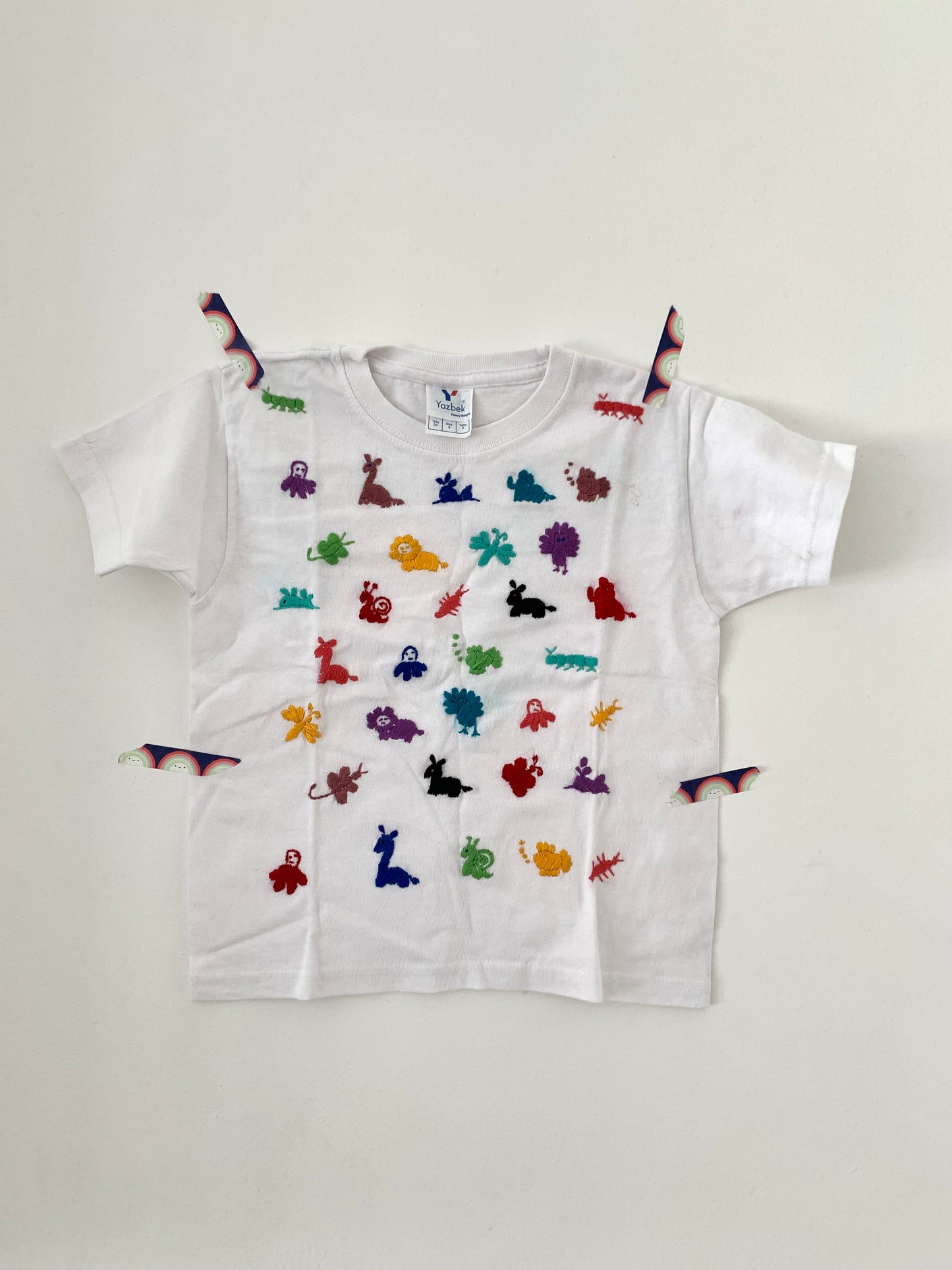 Hand embroidered animal kids t-shirt