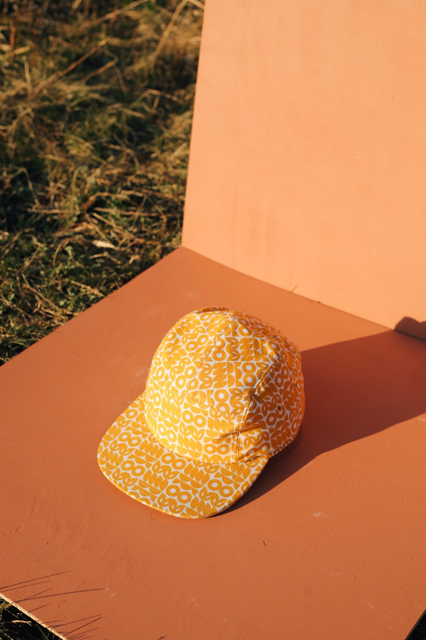 Mustard stamp print 5-panel hat
