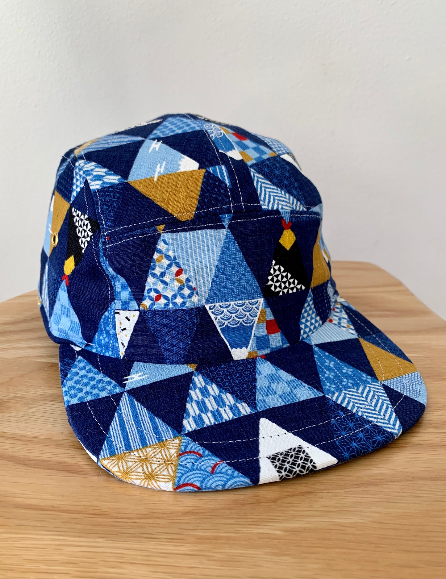 Blue patchwork 5-panel hat