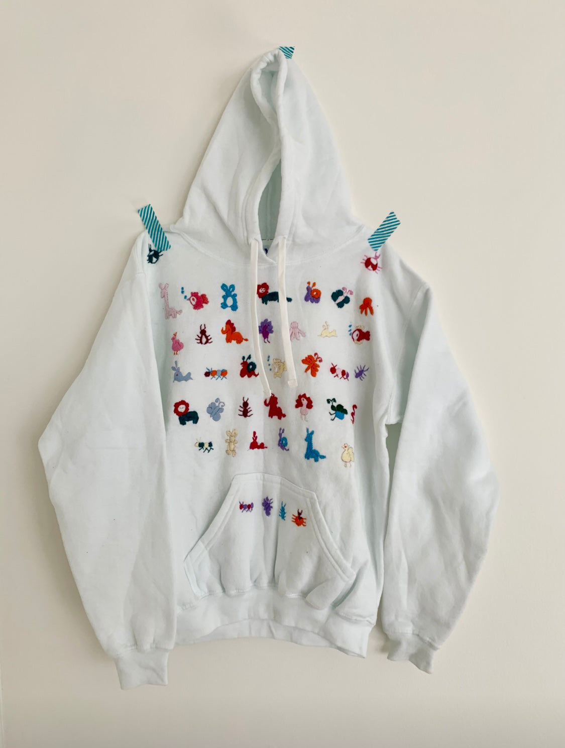 Adult hand embroidered animal hoodie