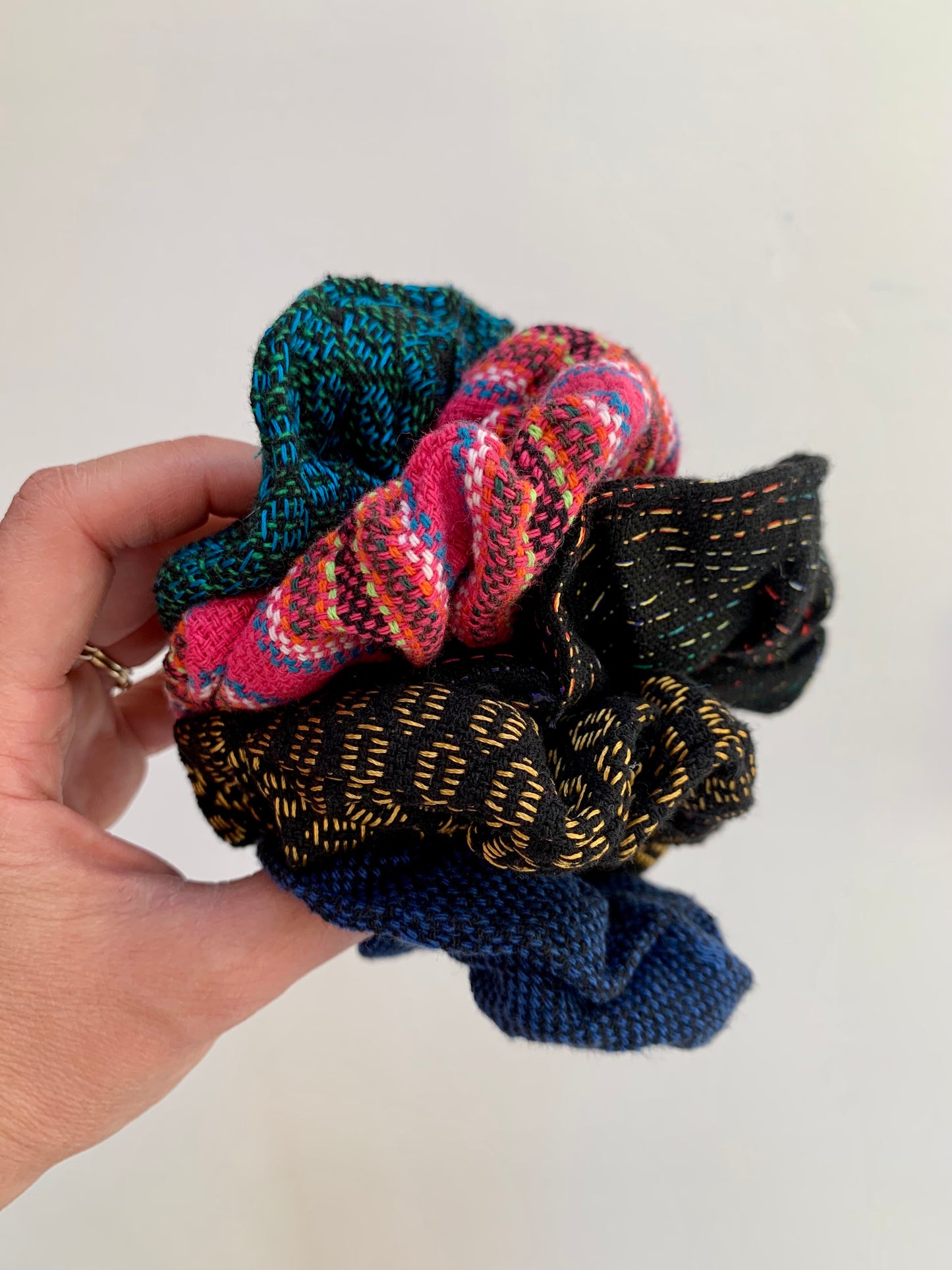 Handwoven scrunchies