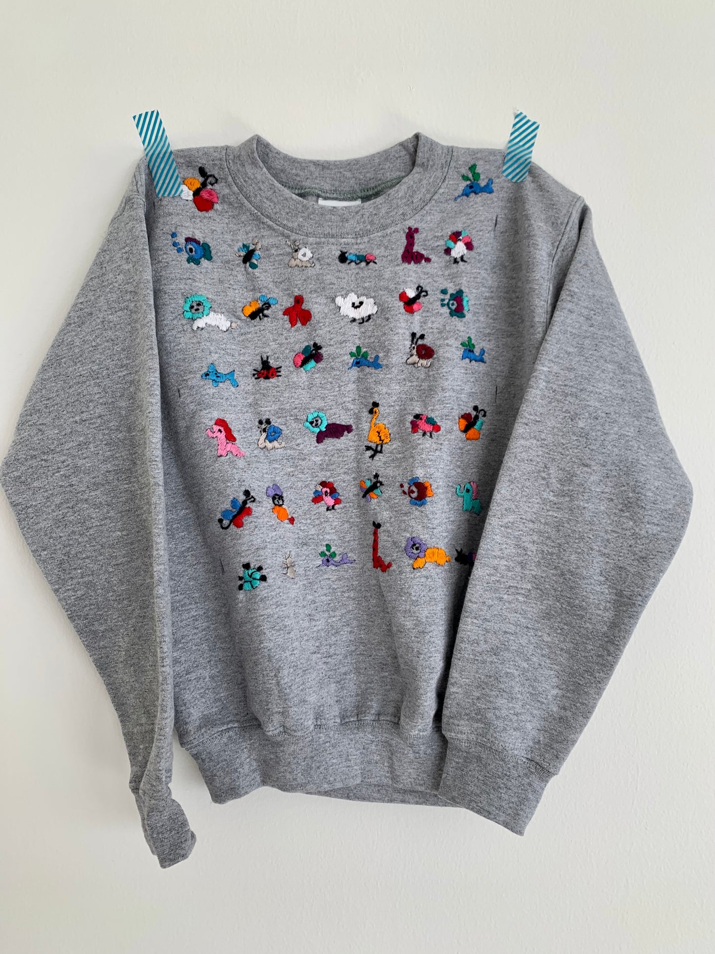 Adult hand embroidered animal sweatshirt