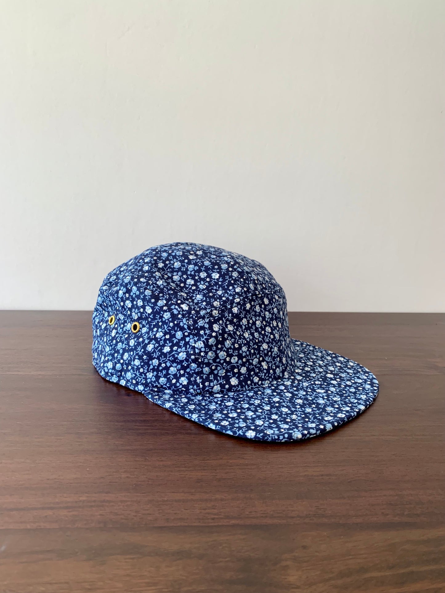 Blue ditsy floral 5-panel hat