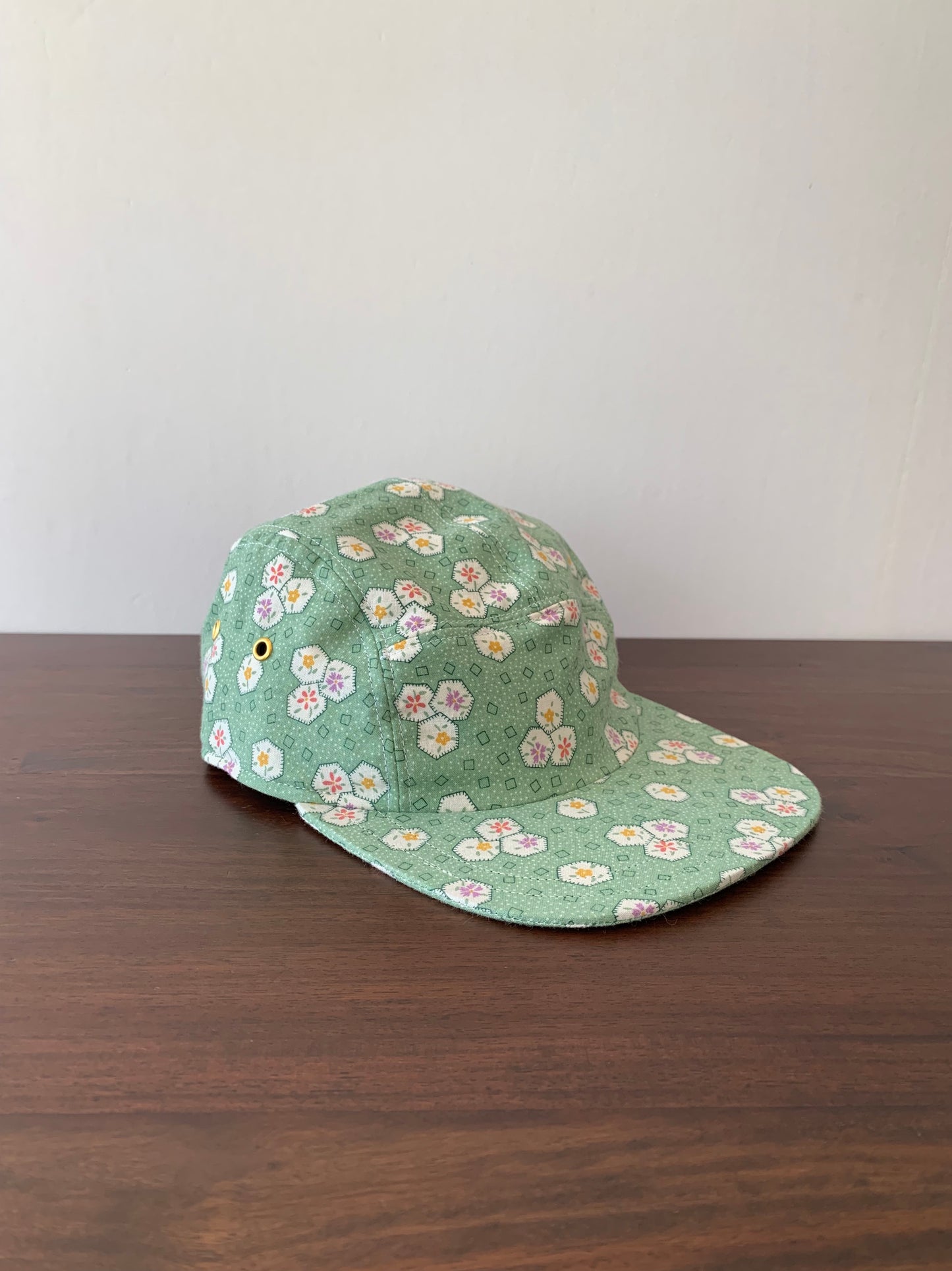 Vintage green floral 5-panel hat