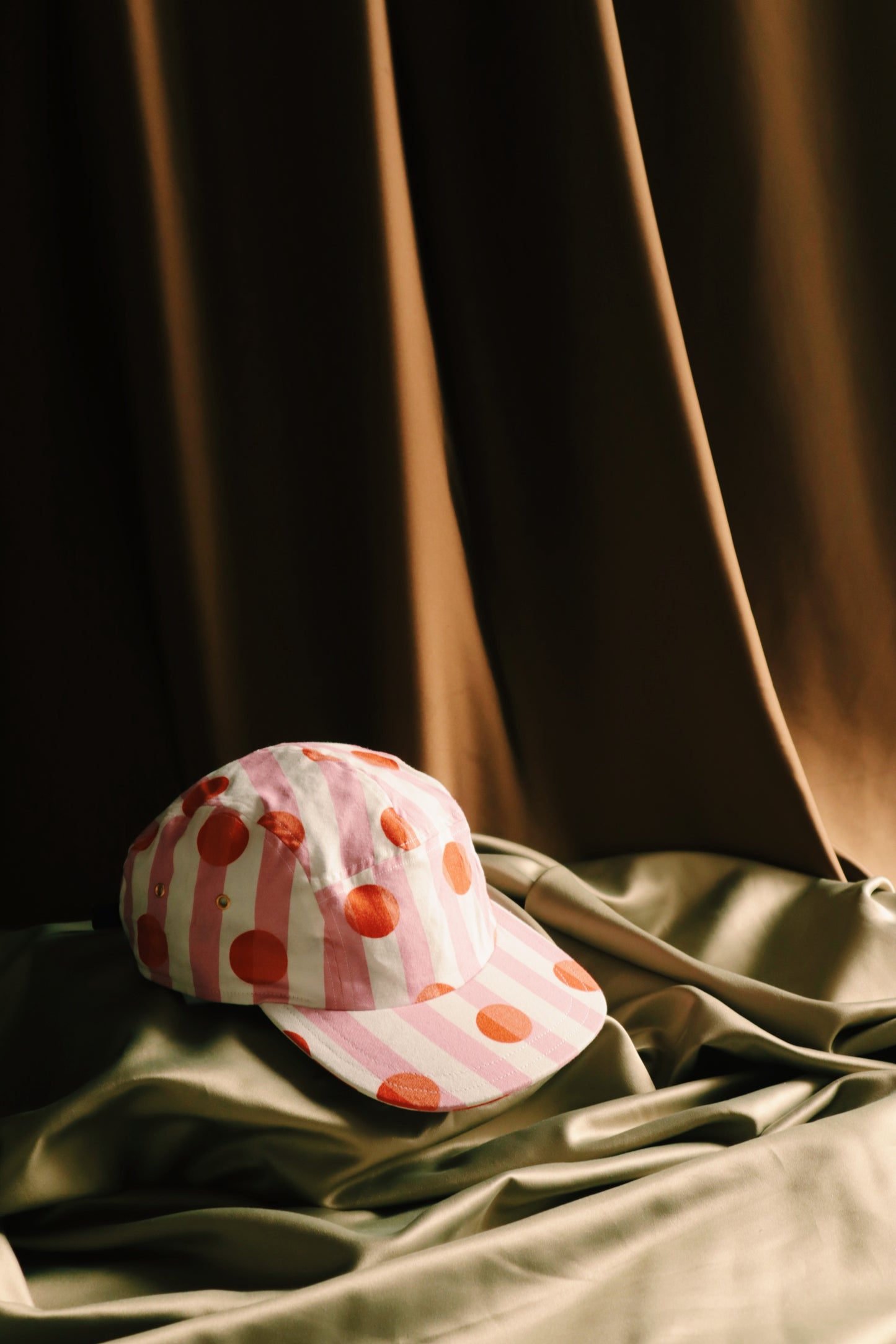 Stripe & dot print 5-panel hat