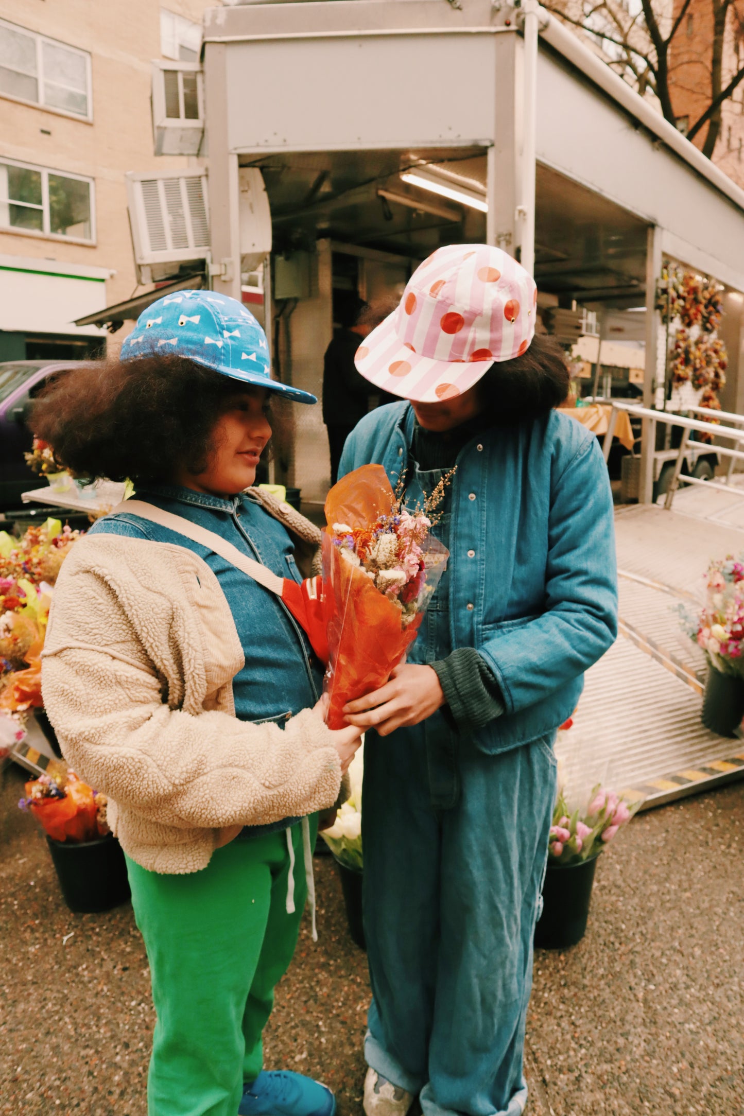 Stripe & dot print 5-panel hat