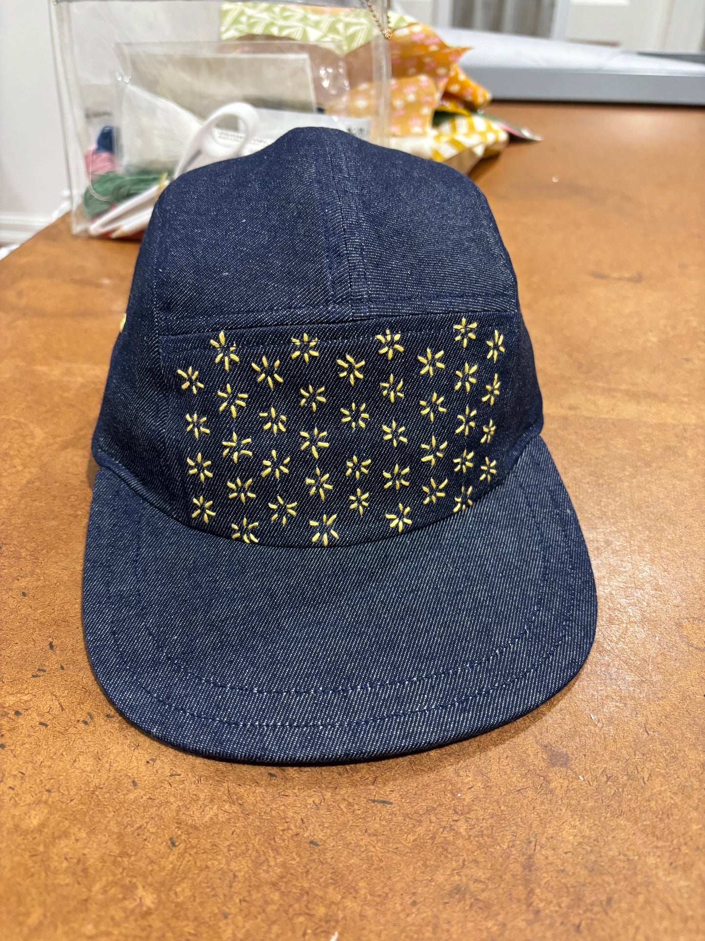Sashiko denim 5-panel hat