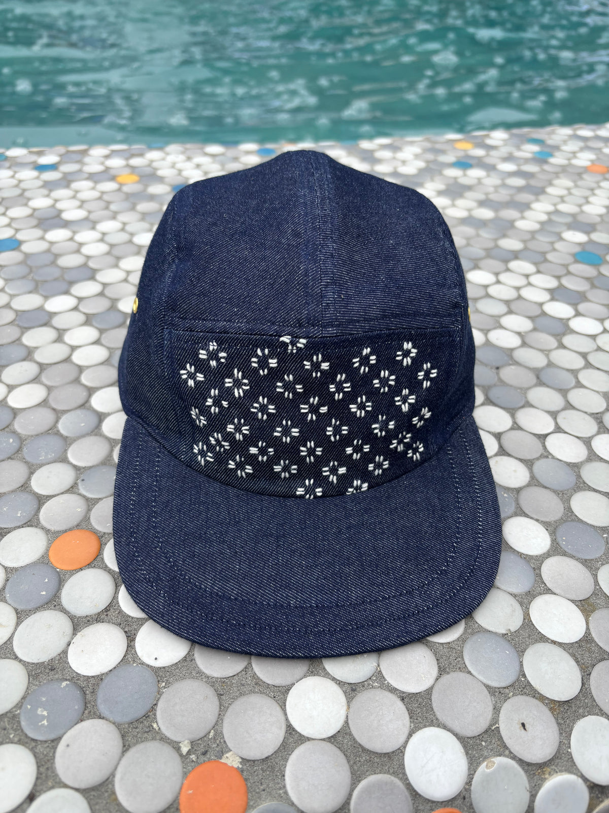 Sashiko denim 5-panel hat