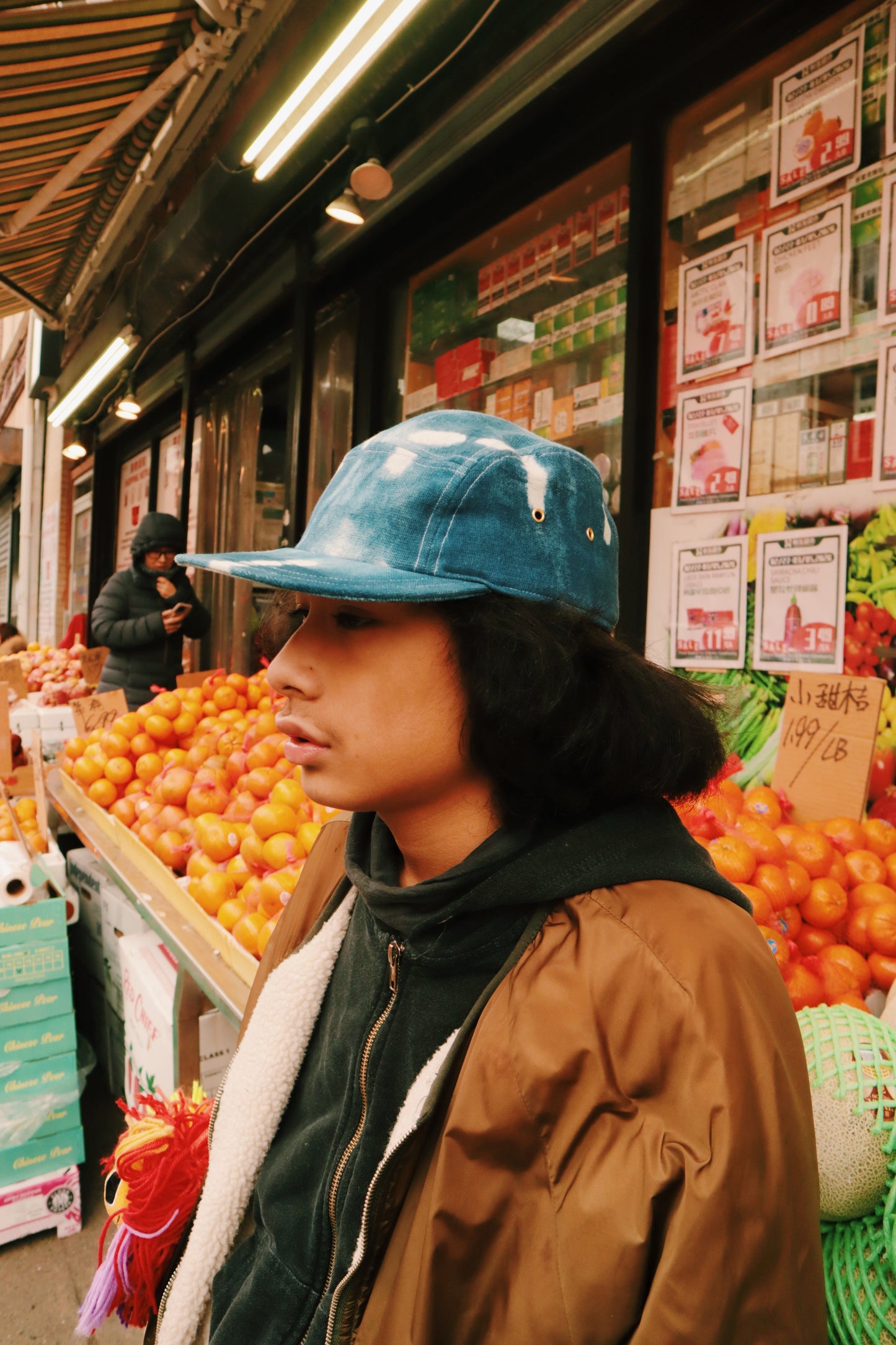 Indigo shibori 5-panel hat