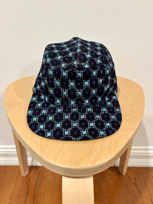 Vintage blue ikat squares 5-panel hat