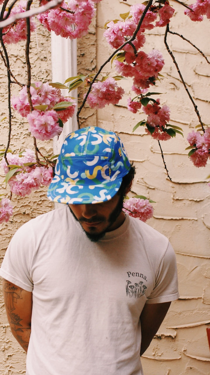 Seaside print 5-panel hat