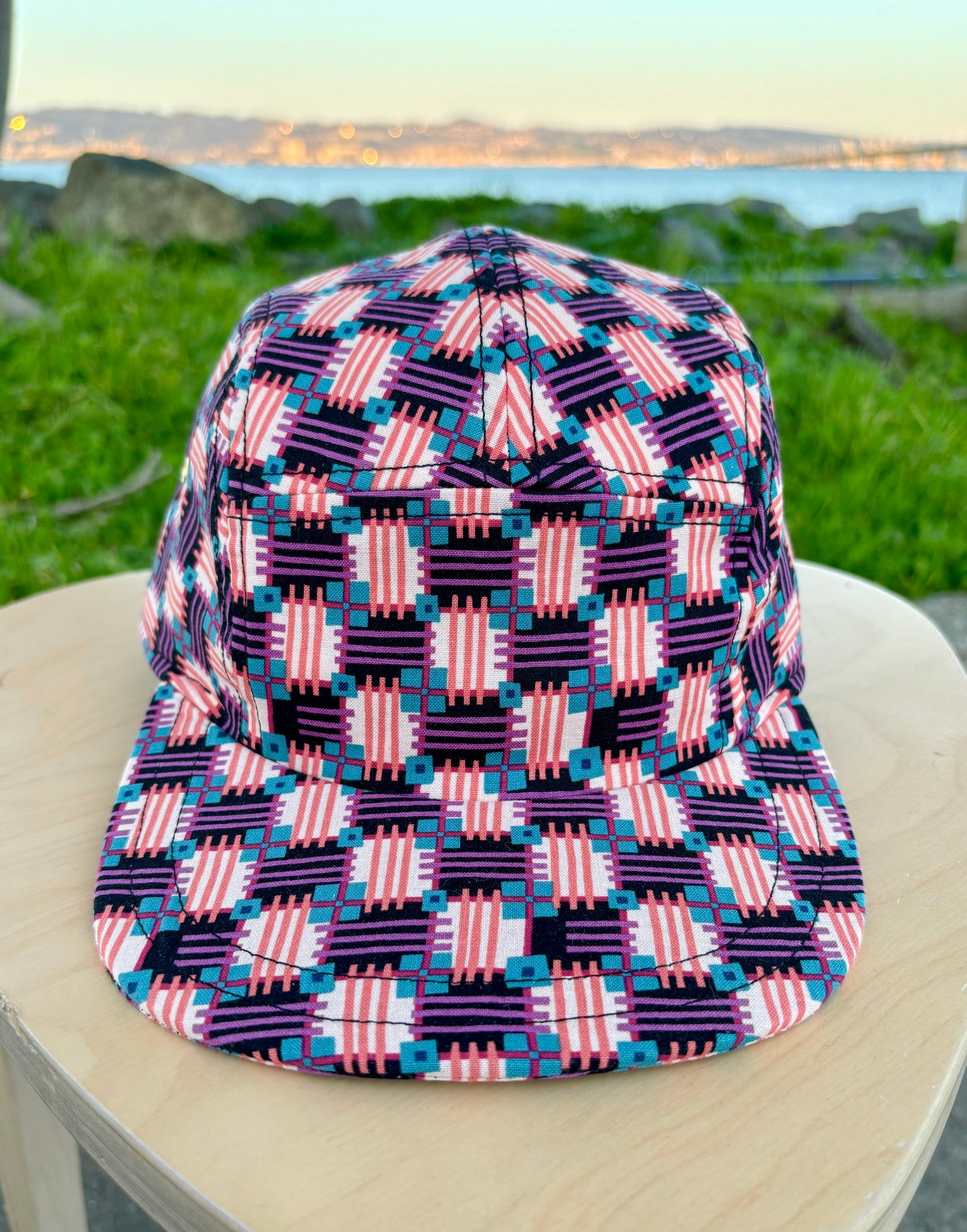 Psychedelic print 5-panel hat