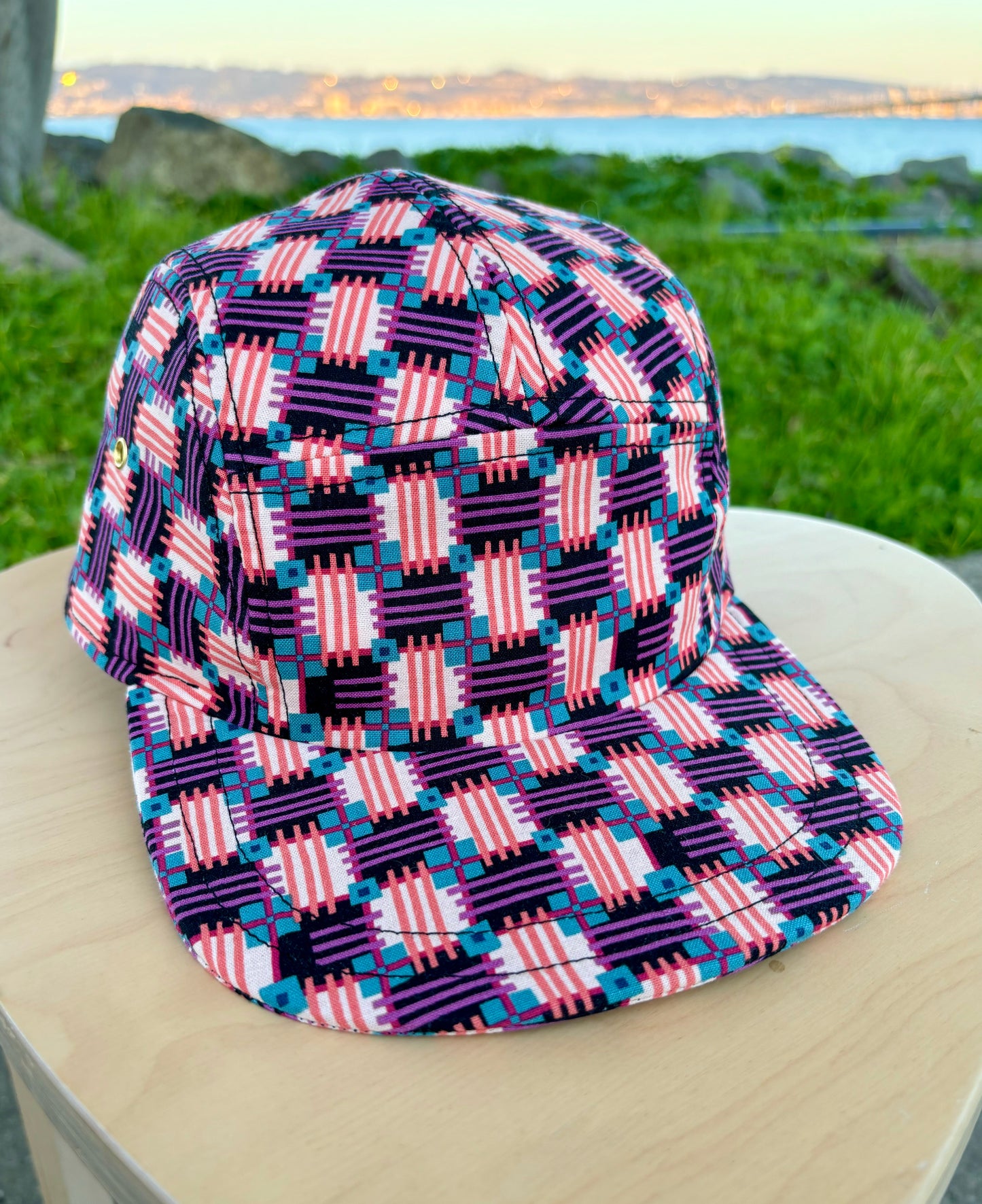 Psychedelic print 5-panel hat