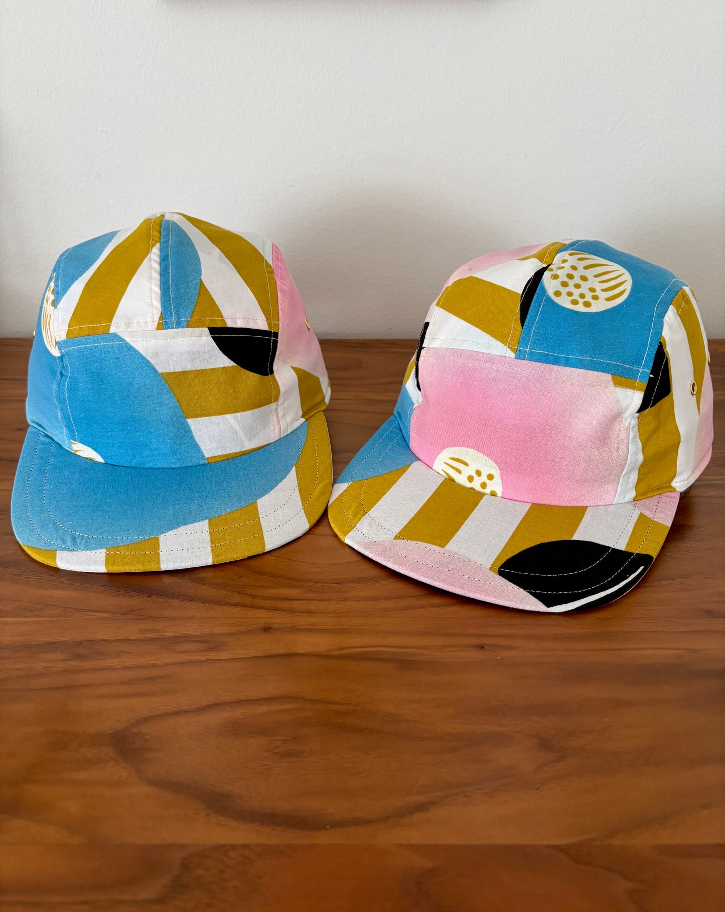 Vintage stripe/floral yukata print 5-panel hat