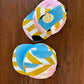 Vintage stripe/floral yukata print 5-panel hat