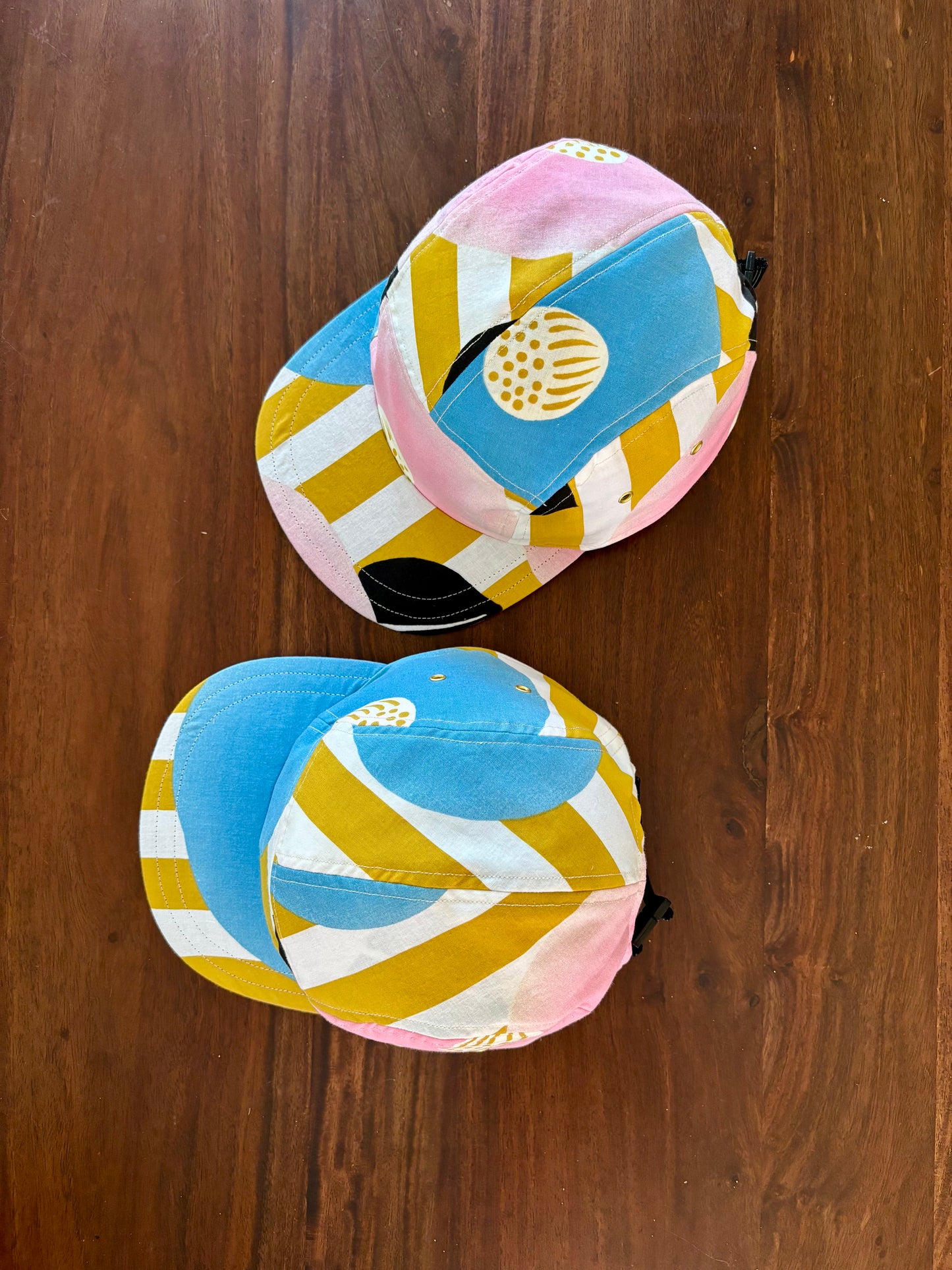 Vintage stripe/floral yukata print 5-panel hat