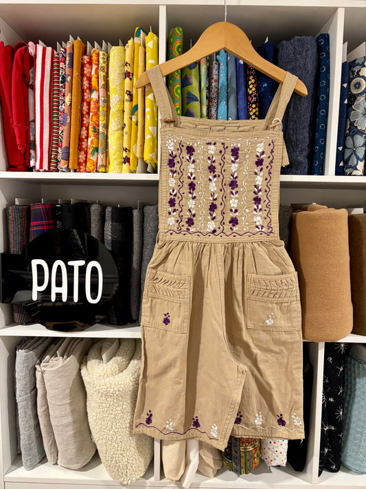 Hand embroidered kids shortalls