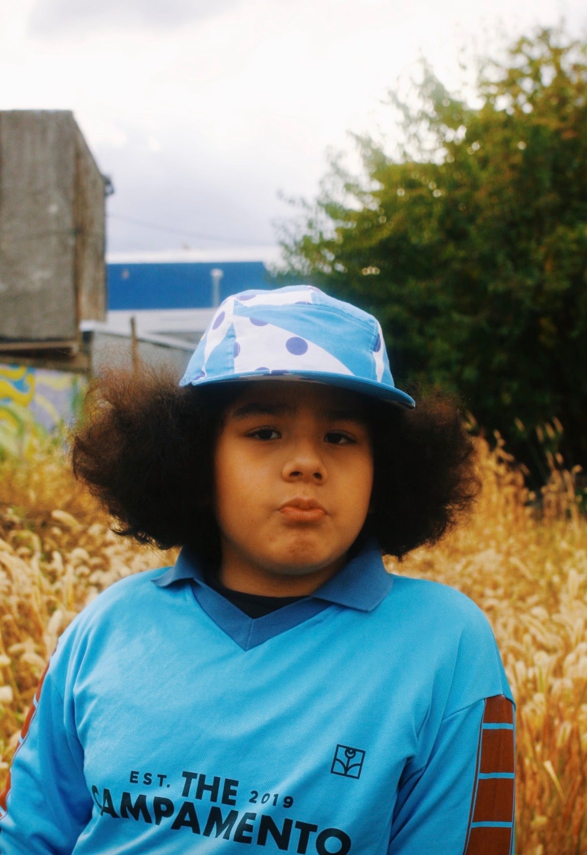 Vintage blue kimono print 5-panel hat