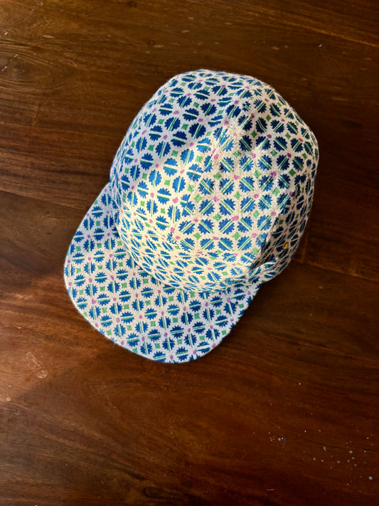 Vintage gear block print 5-panel hat