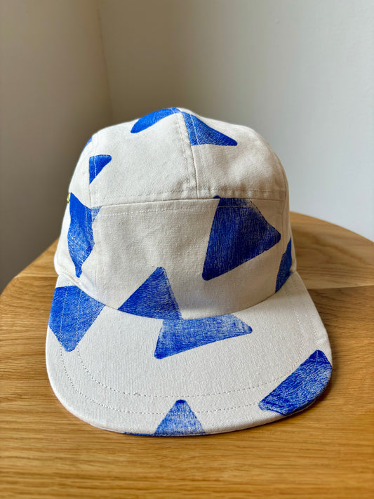 Blue triangle block print 5-panel hat