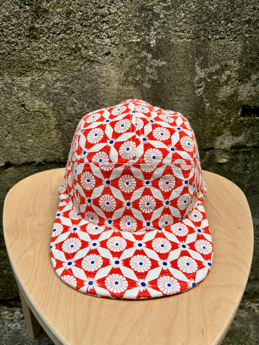 Vintage parasol block print 5-panel hat