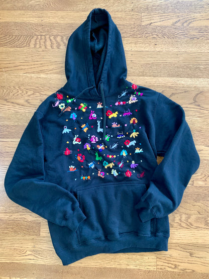 Adult hand embroidered animal hoodie