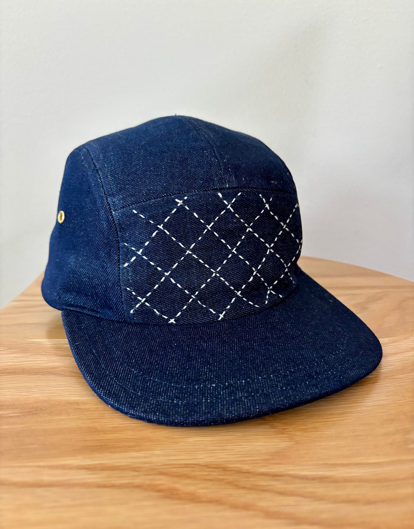 Sashiko stitched denim 5-panel hat