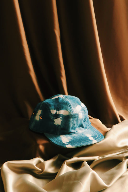 Indigo shibori 5-panel hat