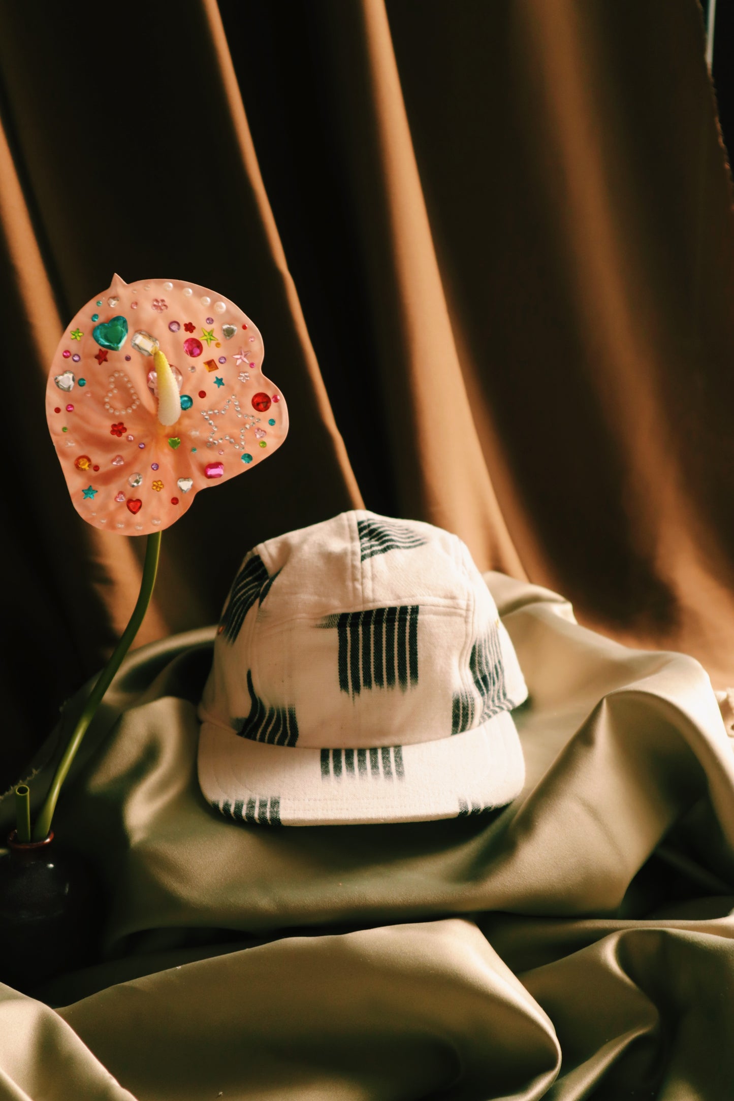 Linear ikat 5-panel hat